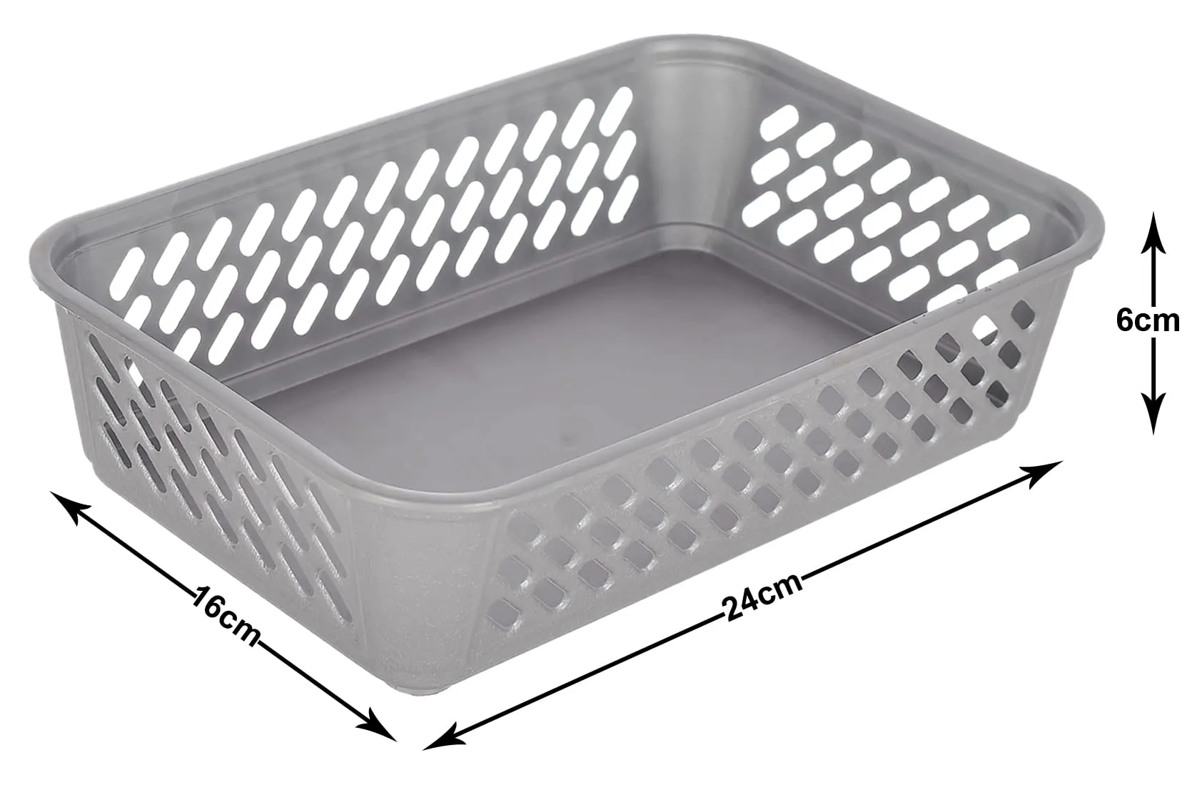 Kuber Industries Multipurposes Super Tidy Plastic Basket, Organizer for Kitchen, Countertops, Cabinets, Bathrooms- Pack of 4 (Grey) -46KKM0276, Standard