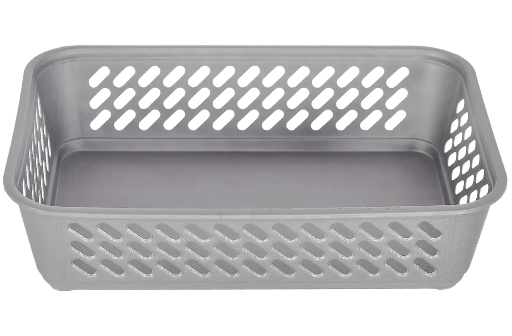 Kuber Industries Multipurposes Super Tidy Plastic Basket, Organizer for Kitchen, Countertops, Cabinets, Bathrooms- Pack of 4 (Grey) -46KKM0276, Standard