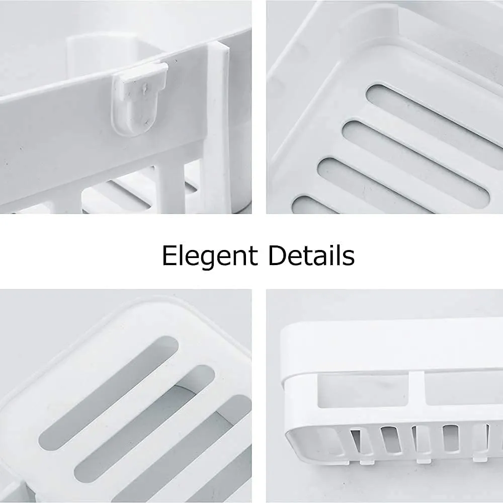 MorivaHomes Self Adhesive Multipurpose Wall Mount Bathroom Shelf and Soap Dish Holder Bathroom Accessories Rack Organiser (2 Bathroom Shelves & 2 Soap Dish Holder), Food Garde Plastic