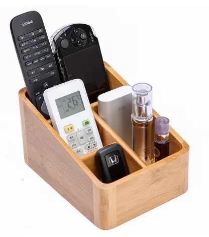 Multi purpose wood finished Desktop storage box for stationary holding