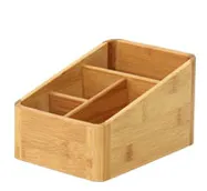 Multi purpose wood finished Desktop storage box for stationary holding