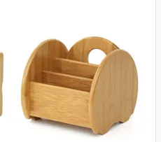 Multi purpose wood finished Desktop storage box for stationary holding