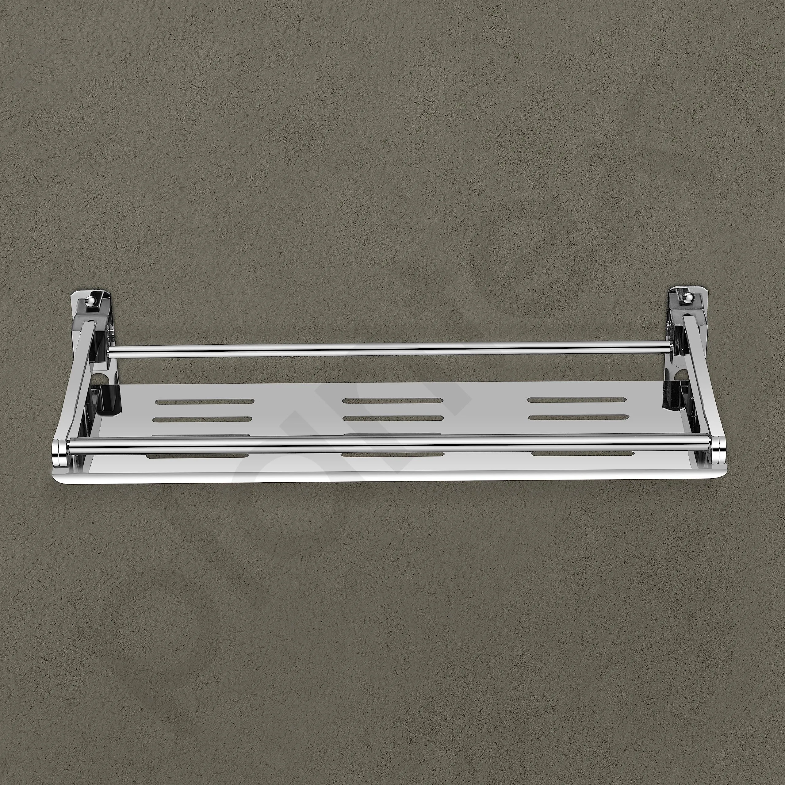 Plantex Elegant Stainless Steel Multipurpose Folding Bathroom Shelf/Towel Rack with Towel Hooks/Bathroom Accessories - Wall Mount (Chrome)