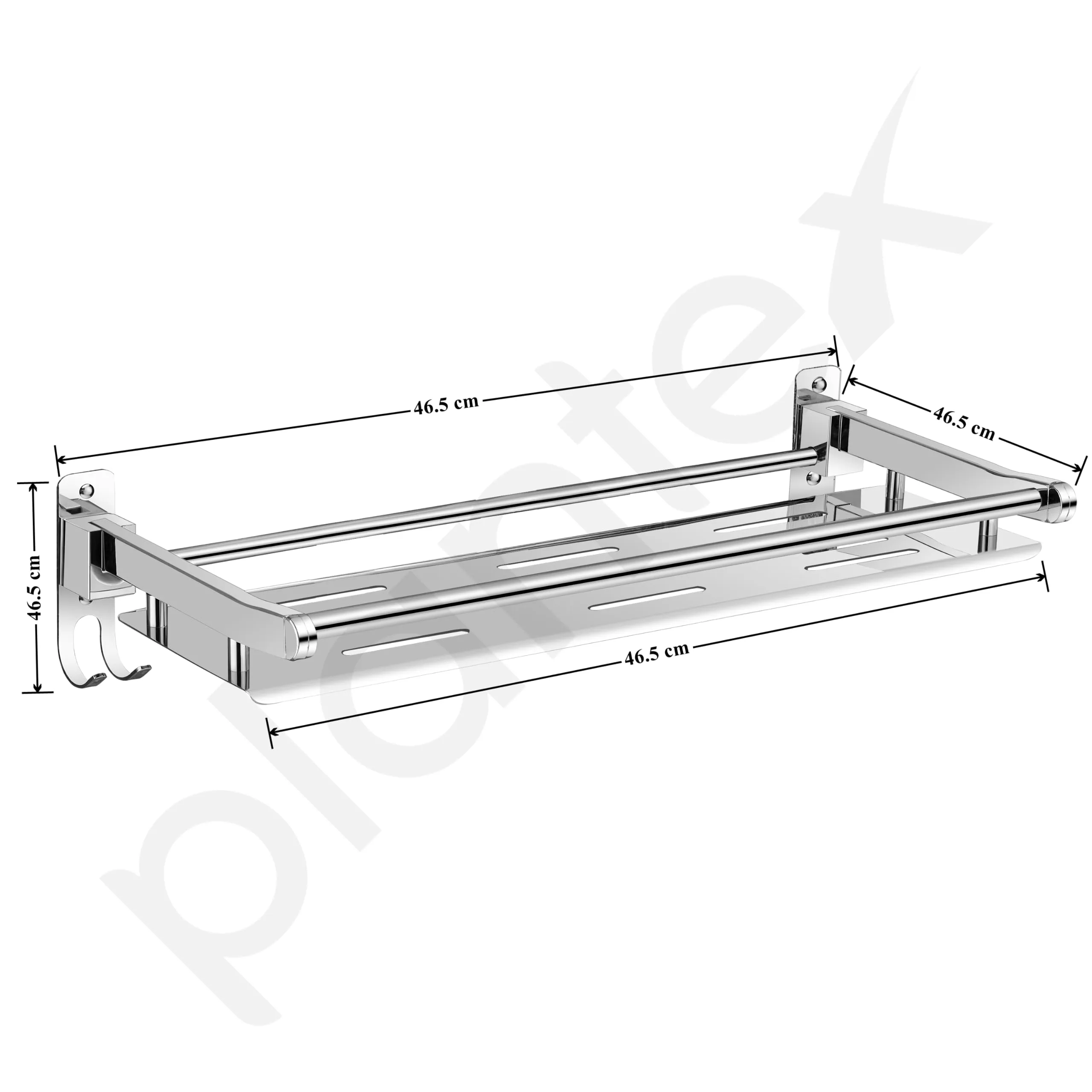 Plantex Elegant Stainless Steel Multipurpose Folding Bathroom Shelf/Towel Rack with Towel Hooks/Bathroom Accessories - Wall Mount (Chrome)