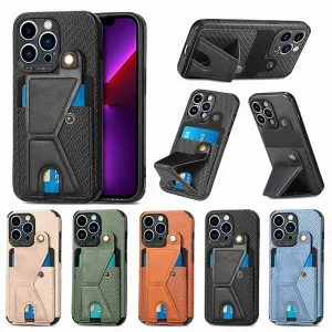 Shockproof Dustproof Leather Phone Case for iPhone with Card Slot Kickstand