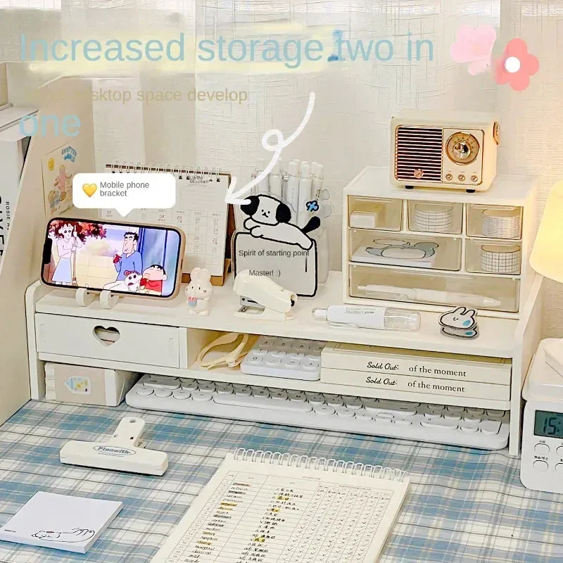 SINOTAO  -  Desktop Added Elevated Office Student Desk Storage Rack Ins Dormitory Laptop Rack File Tray Drawer Storage Rack Organizer