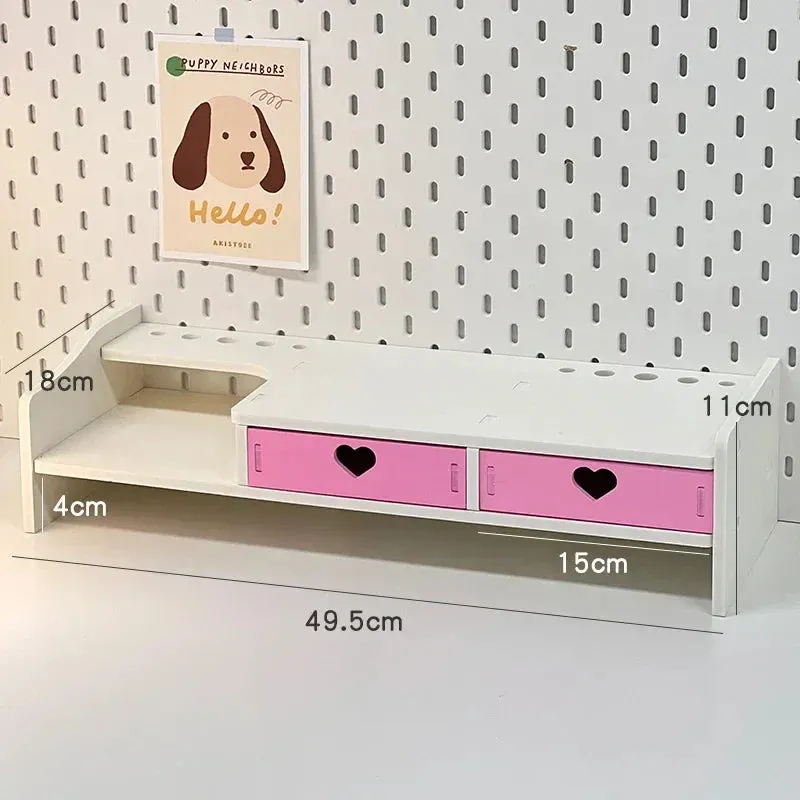 SINOTAO  -  Desktop Added Elevated Office Student Desk Storage Rack Ins Dormitory Laptop Rack File Tray Drawer Storage Rack Organizer
