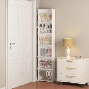 SNKR ESSENTIALS Shoe Cabinet Slim 6 Tier Shoe Organizer Cabinet Shoe Rack for Entryway Stackable Free Standing Shoe Racks with Doors Shoe Box for Closet, Hallway, Living Room (White)