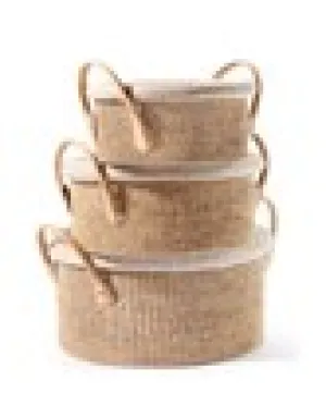 Taupe Knit Round Basket