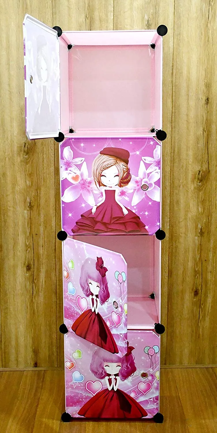 THE LITTLE LOOKERS Collapsible Kids Clothing Wardrobe |Cute Prince & Castle Print/Portable Waterproof Multipurpose Storage Rack/Adjustable Almirah for Babies/Girls/Boys