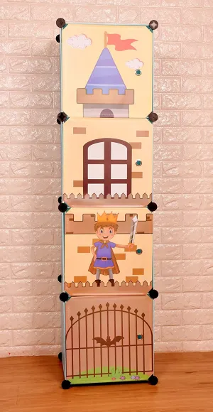 THE LITTLE LOOKERS Collapsible Kids Clothing Wardrobe |Cute Prince & Castle Print/Portable Waterproof Multipurpose Storage Rack/Adjustable Almirah for Babies/Girls/Boys