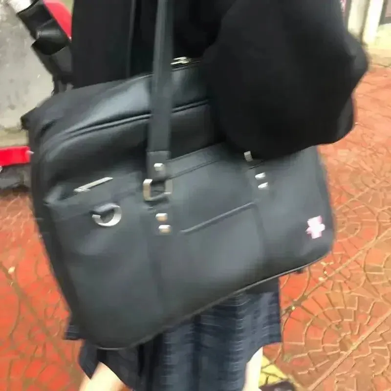 UAKISS  -   2024 New Women Japanese JK Uniform PU Bags Student Commuter School Large Capacity One Shoulder Straddle Bag Handbag