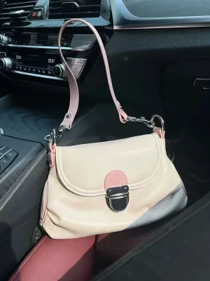 UAKISS  -   New Women's Korean Underarm Bags Shoulder Straps Retro Lock Buckle Soft Leather Single Shoulder Crossbody Bag