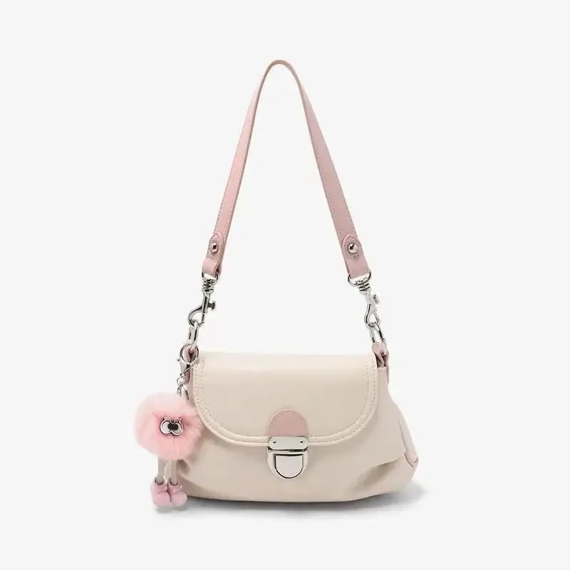 UAKISS  -   New Women's Korean Underarm Bags Shoulder Straps Retro Lock Buckle Soft Leather Single Shoulder Crossbody Bag