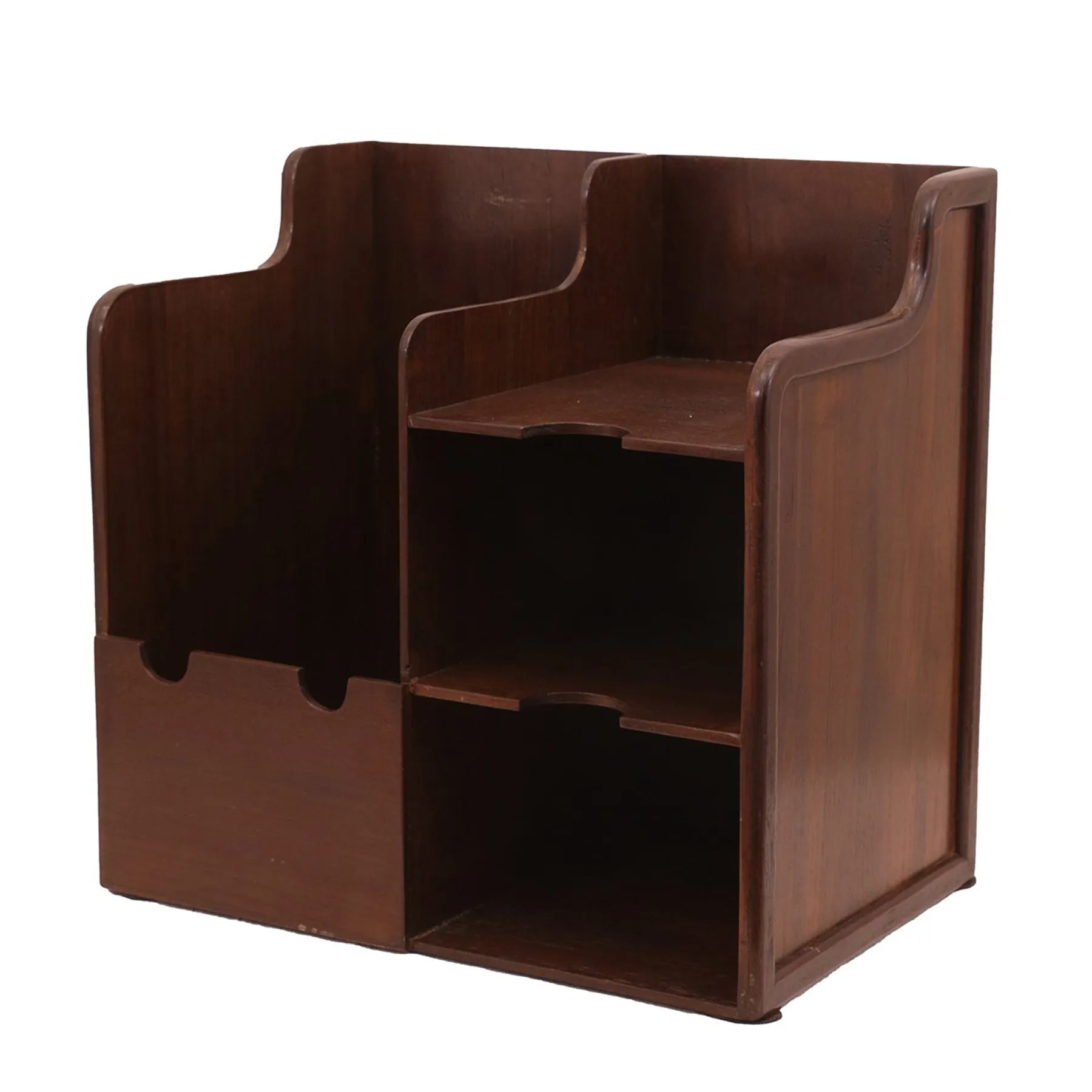 Vintage Finished Wooden Multistorage File Rack (Dark Tone)