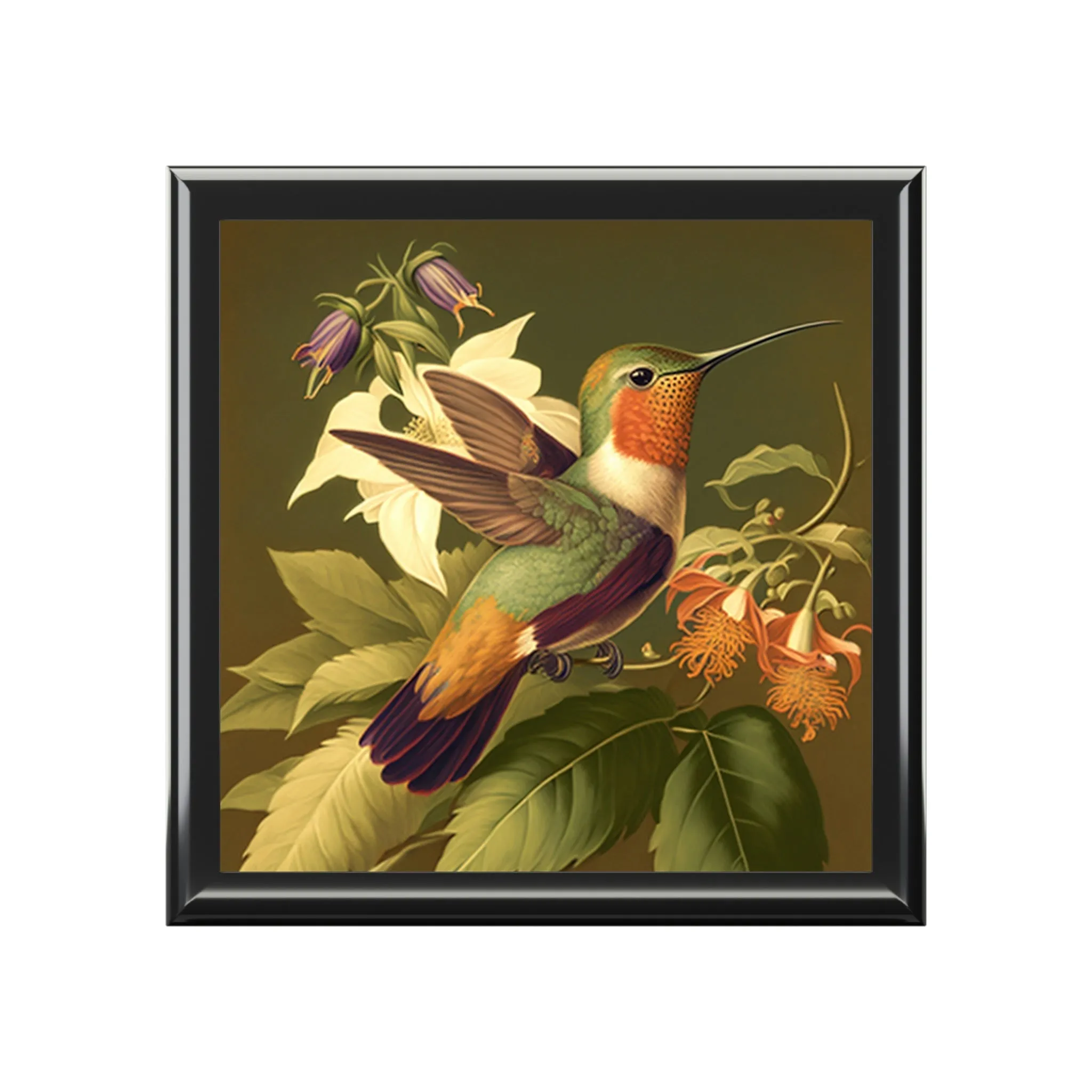 Vintage Hummingbird Wooden Keepsake Jewelry Box