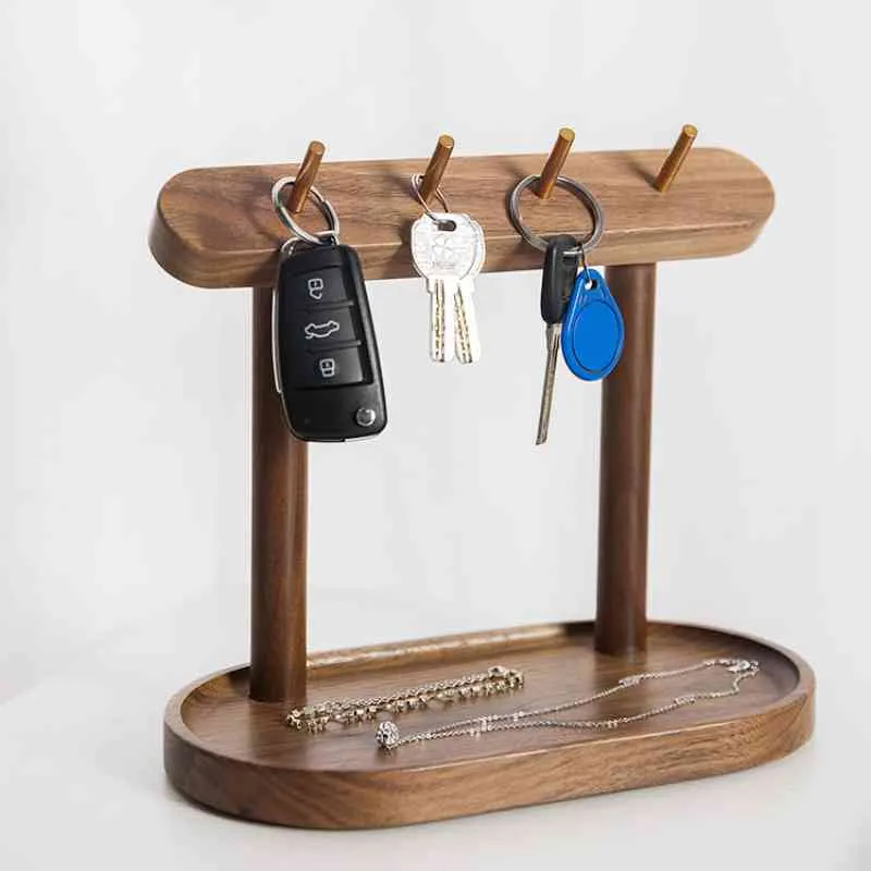 Wooden Valet Tray Key Rack Organizer